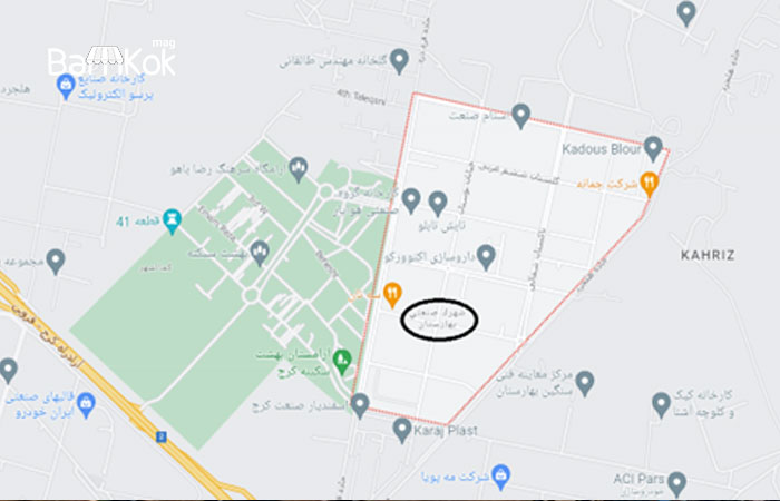 موقعیت جغرافیایی شهرک صنعتی بهارستان