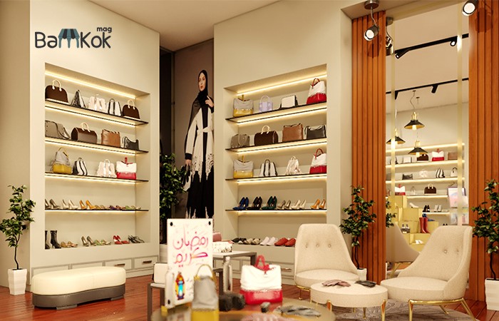 طراحی دکوراسیون به سبک مدرن در فروشگاه کیف و کفش